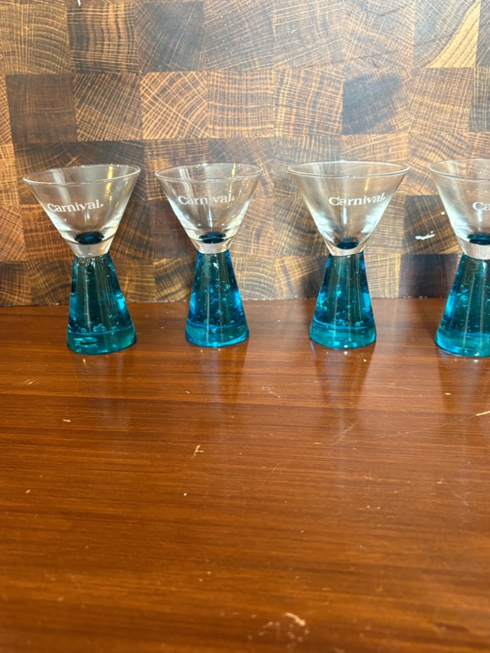 Carnival Blue Stemmed Cocktail Glasses - Set of 4